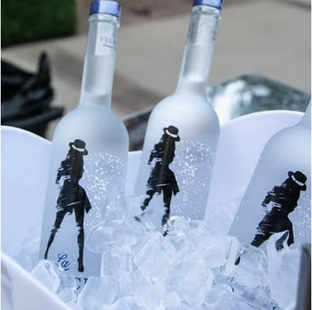 La French Vodka bottles chilling in ice