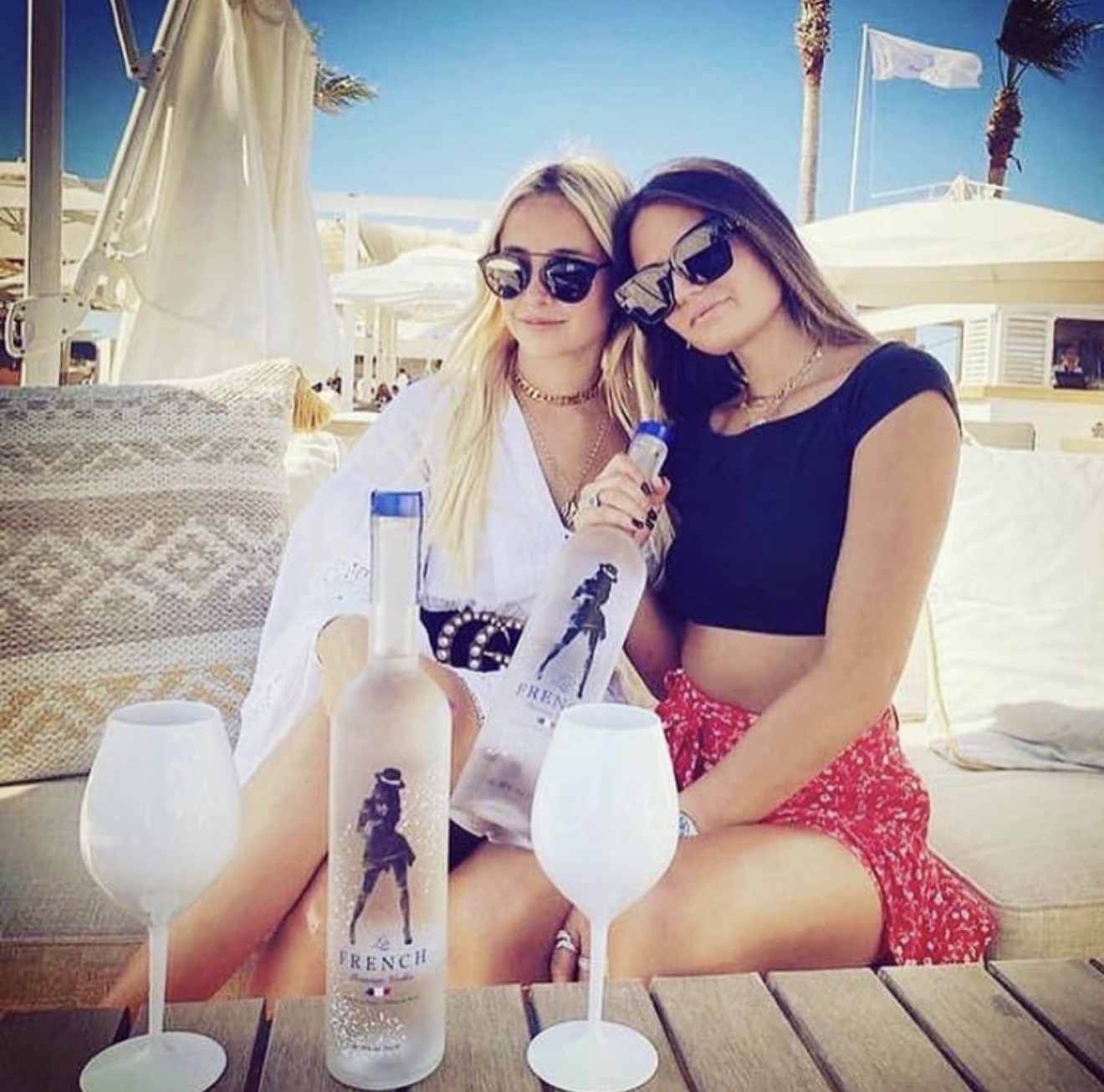 Friends with La French Vodka at a beach club